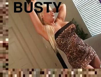 Busty blonde tit fucks and sucks on hard cock