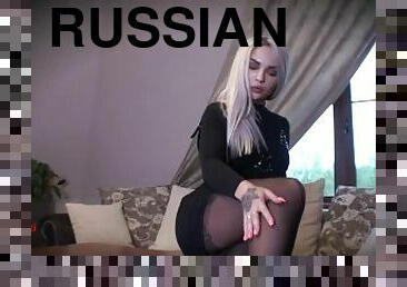 Another Russian beauty goes horny and masturbates her clit