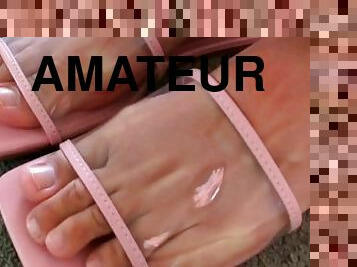 amateur, pieds, douce, fétiche, solo, orteils