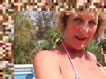 Aunt Judy's XXX - Horny Mature MILF Mrs. Molly Sucks Your Cock by the Pool (POV)