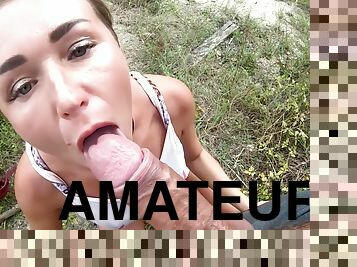 utomhus, rysk, amatör, anal, cumshot, milf, par, pov, ansiktssprut, sprut