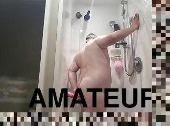 banhos, amador, anal, brinquedo, gay, dildo, chuveiro, sozinho