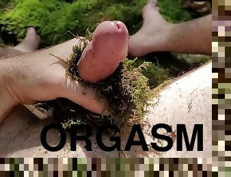 masturbation, orgasme, en-plein-air, public, amateur, ejaculation-sur-le-corps, solo, forêt