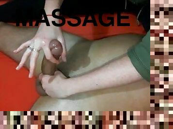 Very hot handjob with ball massage and an explosive ending
