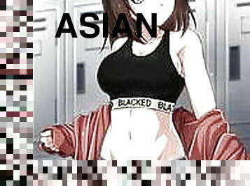 asien, zwischen-den-rennen, creampie, schlucken, beule, ficken, anime, hentai, demütigung, afrikaner