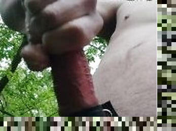 masturbation, en-plein-air, gay, branlette, solo, minet, dure