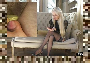 Solo SPH babe in nylons talks dirty about poor small cocks