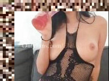 cul, gros-nichons, masturbation, bureau-office, orgasme, russe, secrétaire, amateur, milf, résille