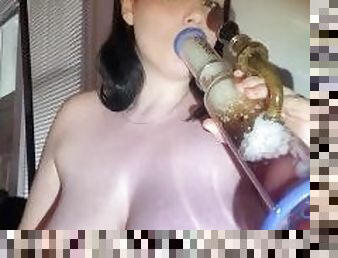 teta-grande, amador, babes, adolescente, bbw, dançando, sozinho, fumando