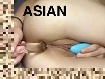 asiatisk, masturbation, fitta-pussy, amatör, anal, tonåring, leksak, tight, dildo, ensam