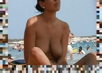 di-luar, cam, pantai, voyeur, topless