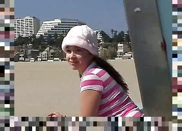 Sweet Teen Little Aprils Beach Walk And Holiday