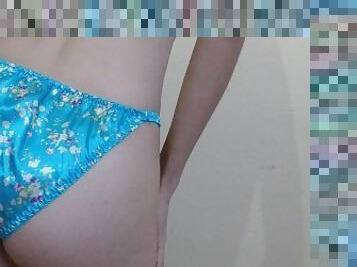 blue satin panties ass shake