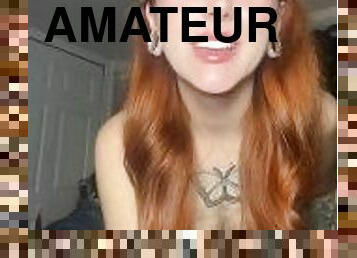 masturbation, chatte-pussy, amateur, rousse, secousses, point-de-vue, résille, fétiche, femme-dominatrice