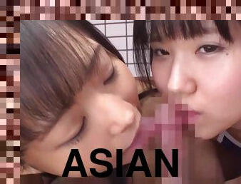 asia, di-tempat-terbuka, jepang, handjob-seks-dengan-tangan-wanita-pada-penis-laki-laki, deepthroat-penis-masuk-ke-tenggorokan, bertiga, sudut-pandang, mengagumkan, berambut-cokelat