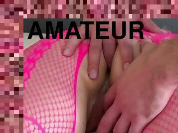 chatte-pussy, amateur, anal, doigtage, résille, bout-a-bout