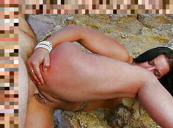 Spanish big ass milf has outdoor beach anal sex