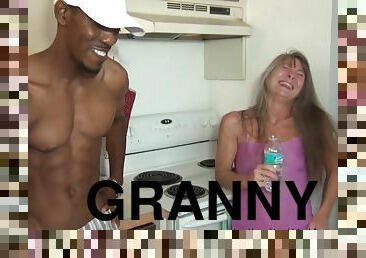 Funny granny fucks with black stud