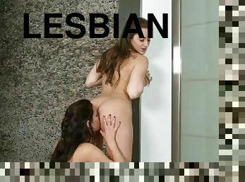 Lesbian Babes Dani Daniels And Georgia Jones Pussy Fuck In The Bathroom!