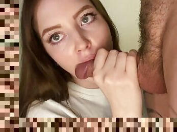 slobbering home blowjob