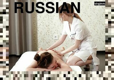 Russian Teenie Funtik Gets Oil Rubbed My Lesbian Masseuse