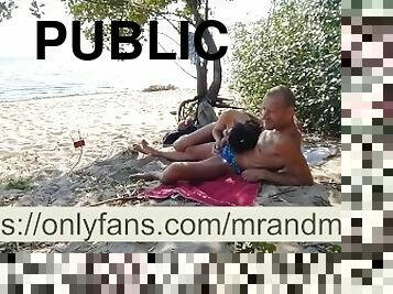 Brunette Sucks Cock On A Public Beach