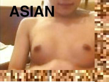 asiatisk, masturbation, shemale, cumshot, tonåring, avrunkning, ladyboy, juckande, sprut, dildo