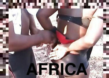 AFRICAN SEX SLAVES - Divorced daring black cunt spanked outdoors sucks new BBC fling