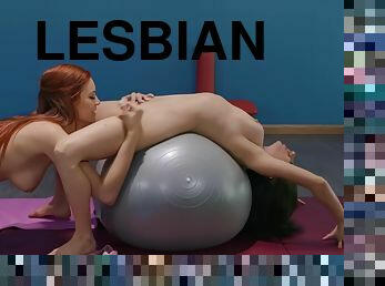 Lesbians Darcie & Jaydenre Copulating On The Fitness Ball During A Yoga Class - Darcie Dolce And Jayden Cole