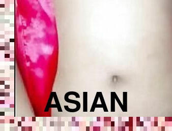 asiatisk, røv, amatør, moden, kæmpestor-pik, creampie, pik