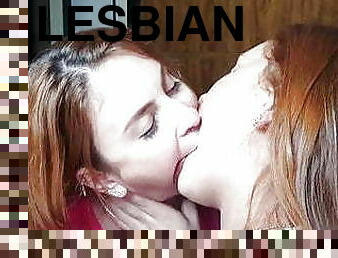 cul, lesbienne, latina, rousse, baisers, sucer