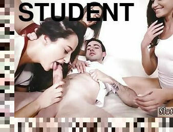 orgie, fête, étudiante, fellation, ados, hardcore, pornstar, sexe-de-groupe, collège, brunette