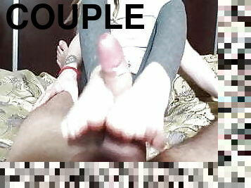 couple teens hand job, foot job on live cam home made