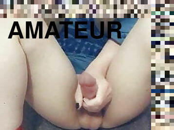 cul, masturbation, transsexuelle, amateur, ejaculation-sur-le-corps, énorme-bite, maison, secousses, bas, jeune-18