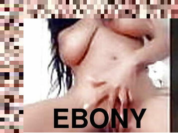 gros-nichons, chatte-pussy, ébène, maison, gode