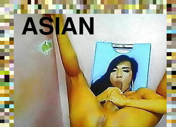 Asian ladyboy self suck