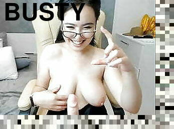 asiatique, gros-nichons, lunettes, chatte-pussy, milf, maman, ejaculation, naturel, américaine, serrée