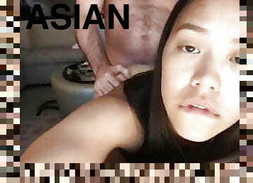 asiatisk, doggy, interracial, hjemmelaget, hvit