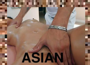 asiático, teta-grande, mulher-madura, massagem