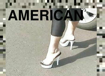 amerikaner, weiß, stiefel, hoch-fuß