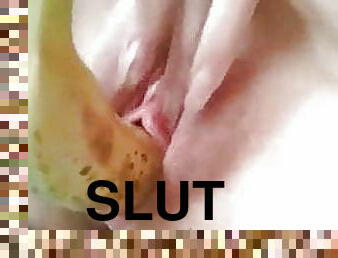 masturbation, fitta-pussy, tonåring, leksak, bdsm, slav, slyna, förnedring, banan