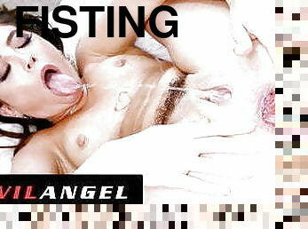 fisting, anal, ados, pute, ange, gode, gros-plan, trou-du-cul, baise-de-cul, insertion