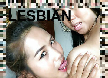 asiático, teta-grande, cona-pussy, amador, lésbicas, mulher-madura, pov, tai, beijando