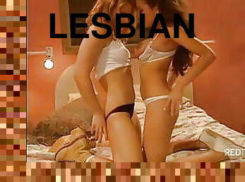 Nasty lesbian strap-on threesome