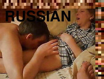 russe, femme, trio, ejaculation, cocu