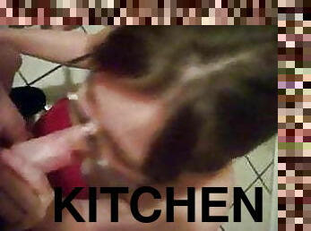 Kitchen blowjob