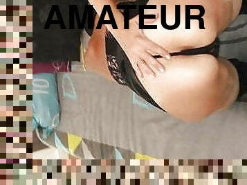 levrette, amateur, anal, maison, française, bas, lingerie