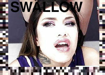 Roxy Lips Second Bukkake and Cum Swallow Attempt