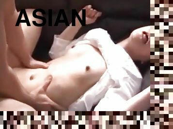 asiatisk, hardcore, japansk, creampie, par, fingerknull