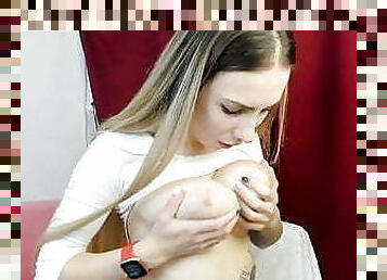 tetas-grandes, masturbación, pezones, webcam, pechugona, chupando